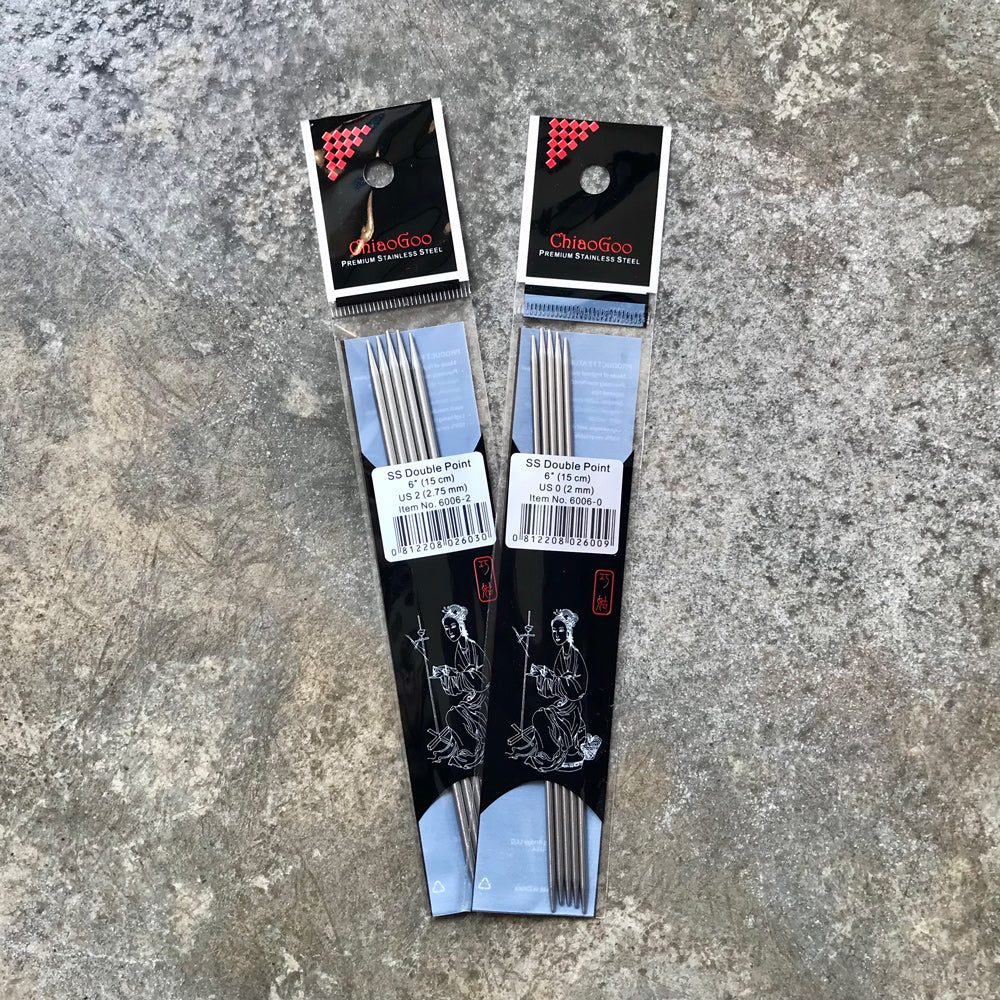 ChiaoGoo Stainless Steel double pointed needles (DPN)